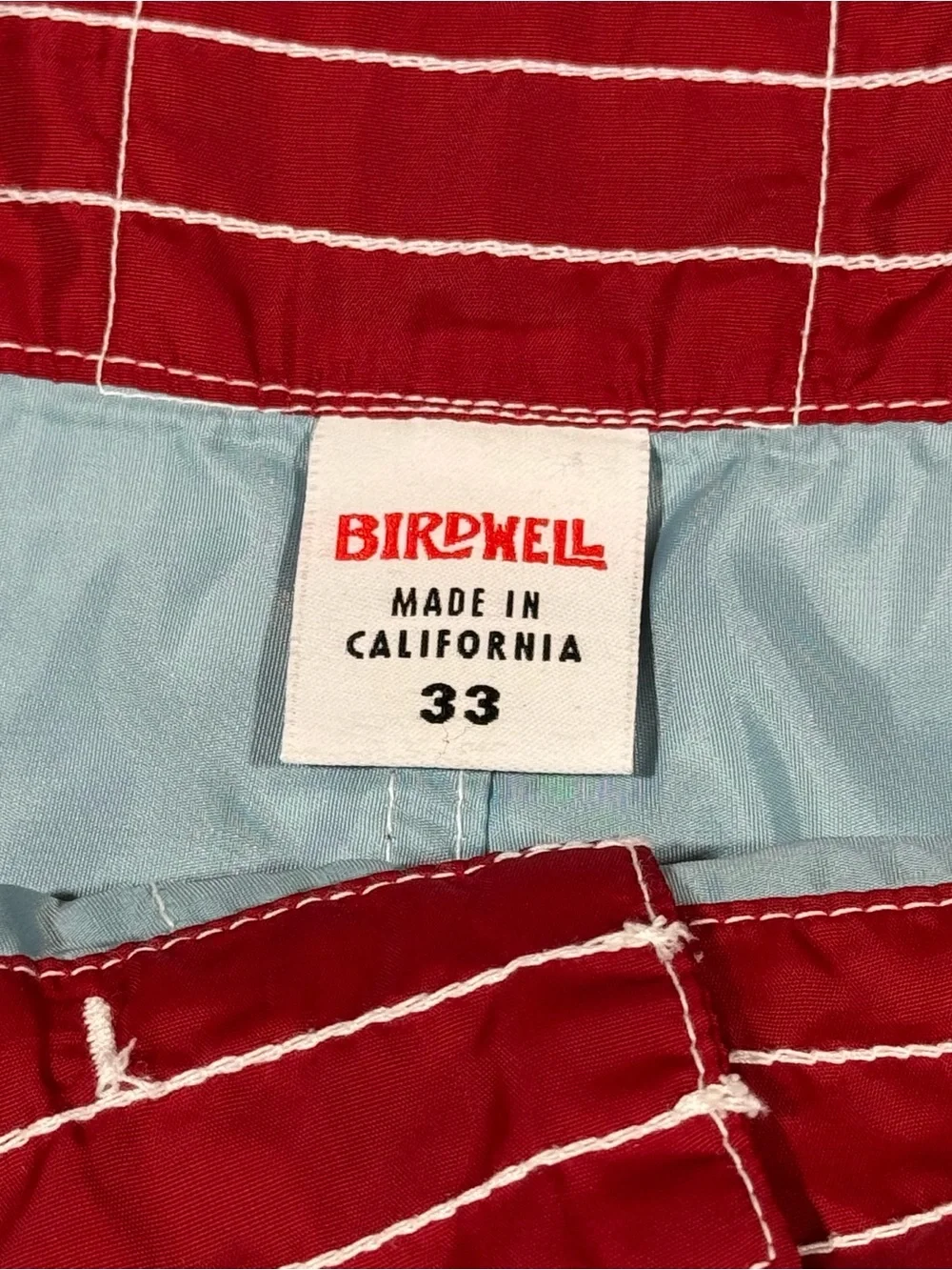 Vintage Birdwell Beach Britches Board Short Mens 33 Red Surf Coastal Swim Trunks